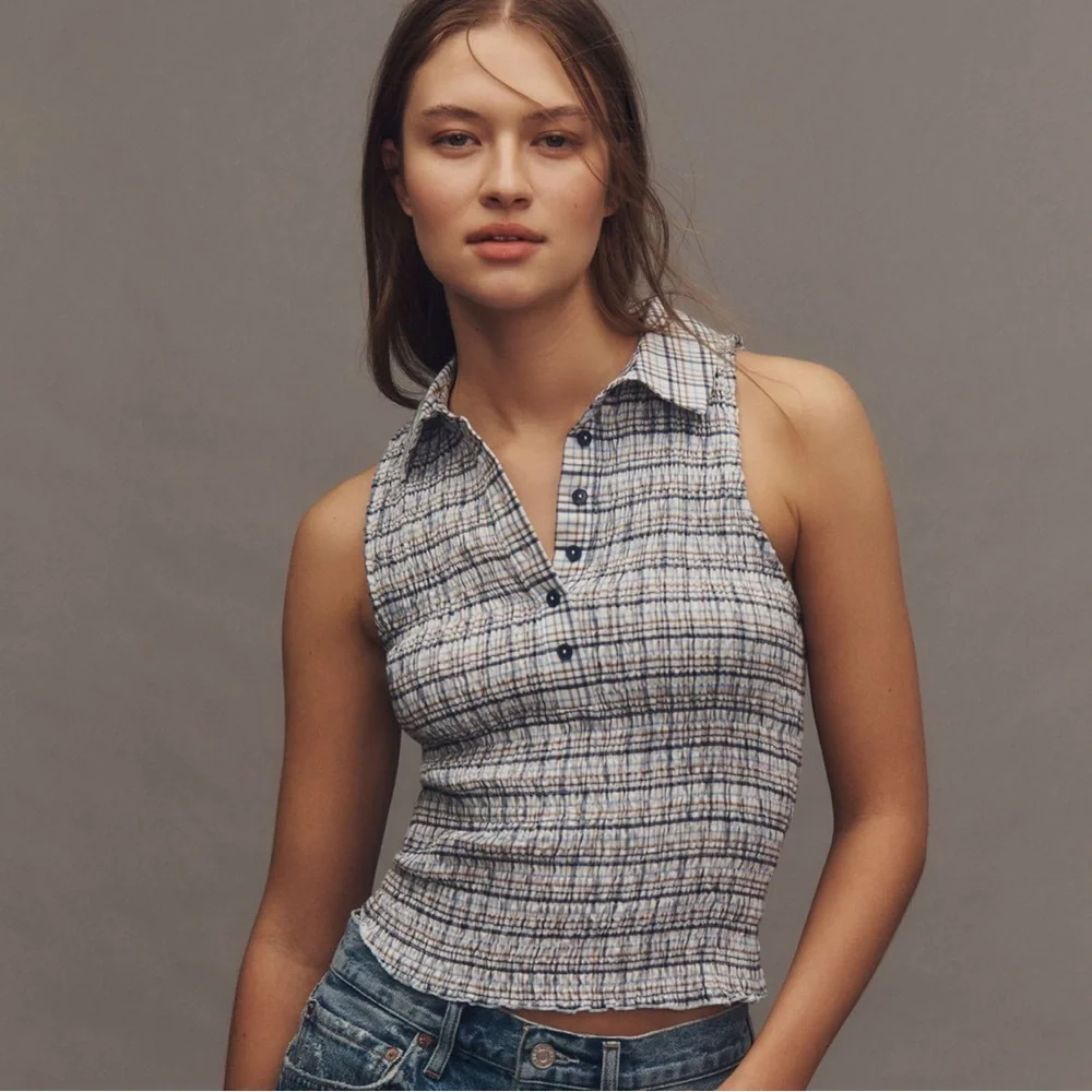 Anthropologie Pilcro Sleeveless Shirred Top, NWOT - Picture 3 of 7